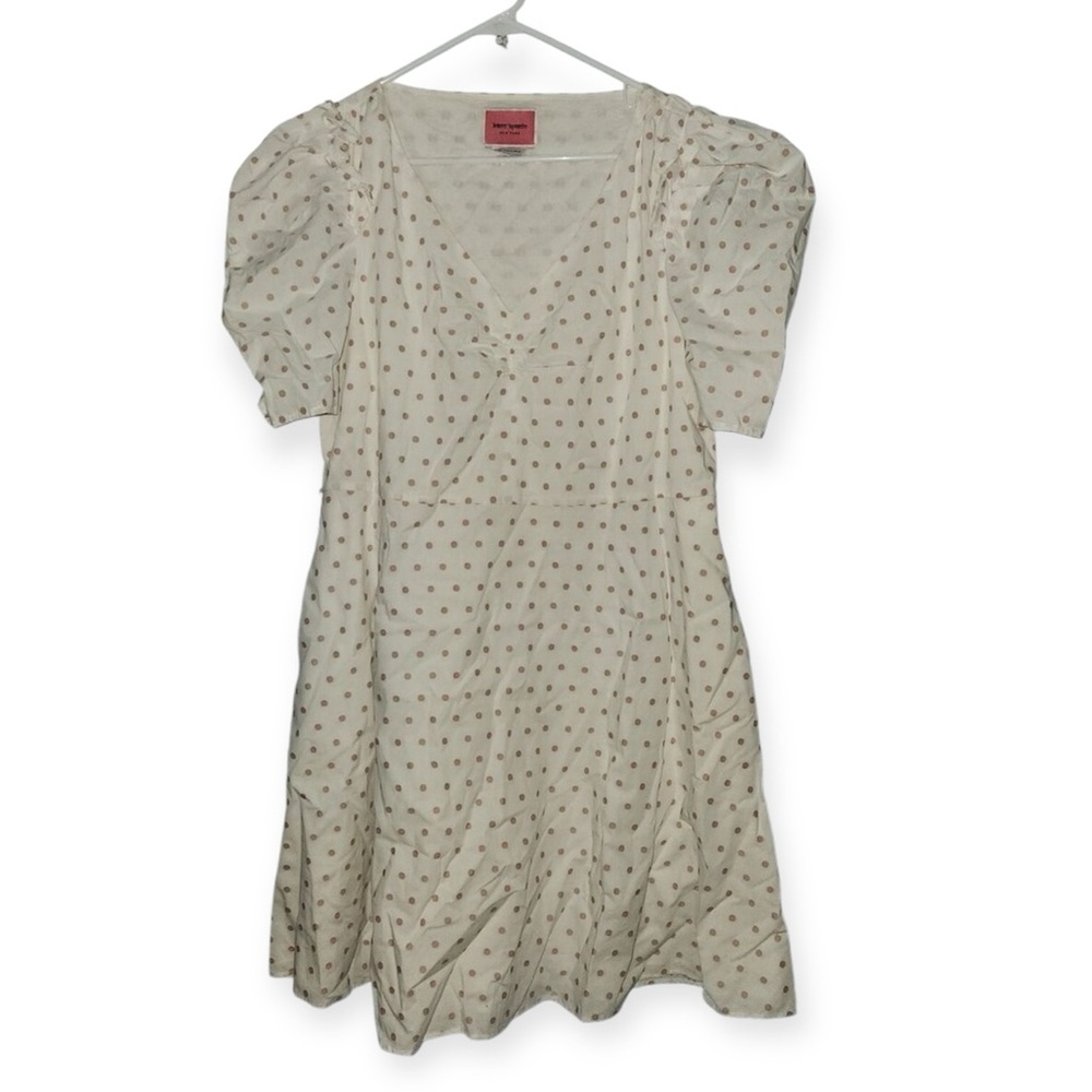 Kate Spade BNWT Dot Cotton mini dress NO BELT short sleeve White Pink Polka - Picture 5 of 15